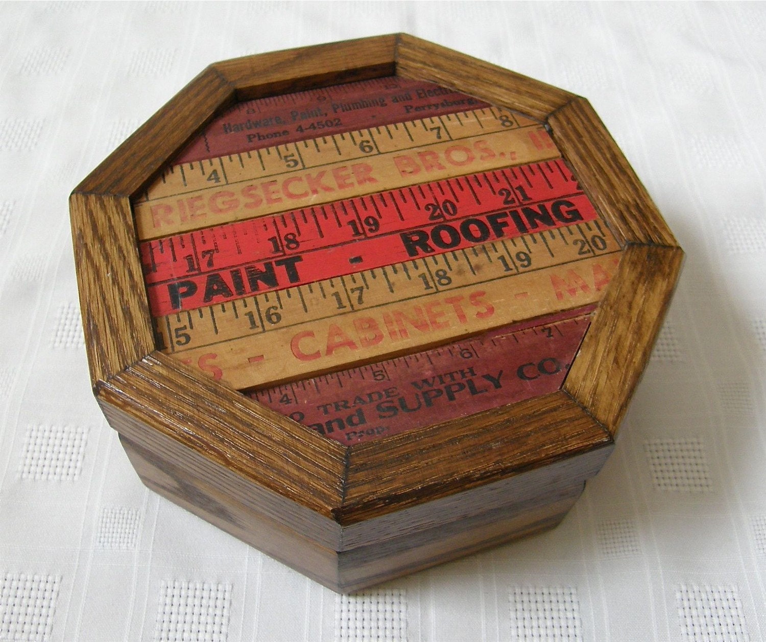 Upcycled Box, Wood, Desk, Organizer, Vintage Ruler, Found Object by MalcolmStudioShop on Etsy