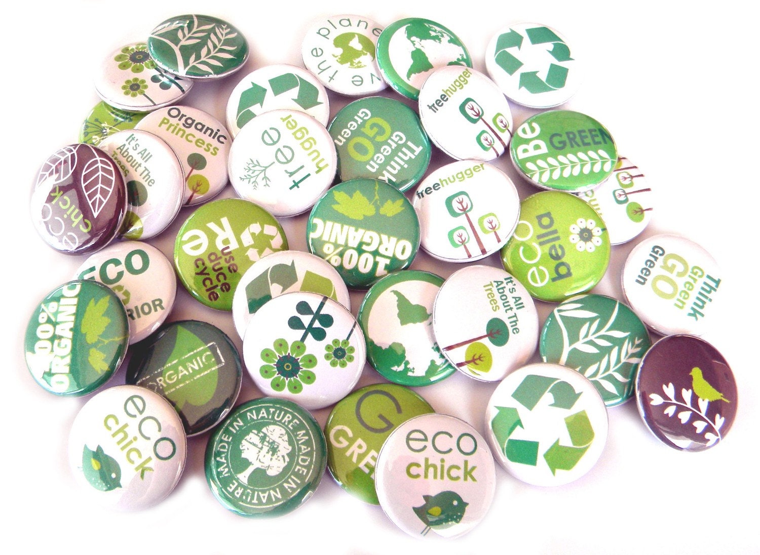 25 Eco Green Flat Back Buttons