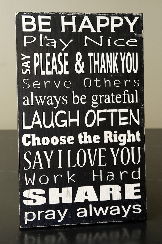 Family Rules Subway Art Sign-Solid Wood