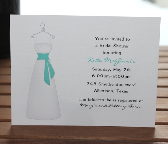 Wedding Dress Personalized Bridal Shower Invitations Set of 50 