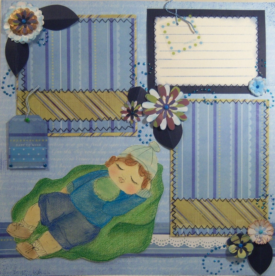 Bundle of Joy Miracle Baby Boy Premade Two Pages Layout for Scrapbook Album