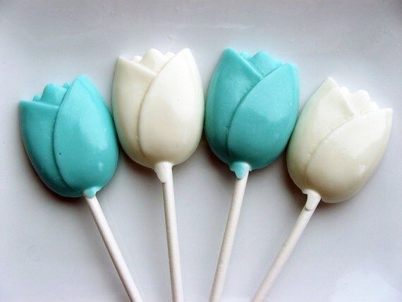 Spring tulips hard candy lollipops - 8 pc.