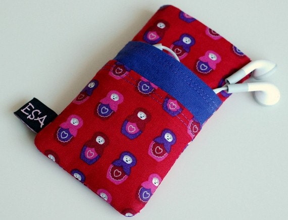 iPhone Red Babushka Handmade Two Pocket Sleeve