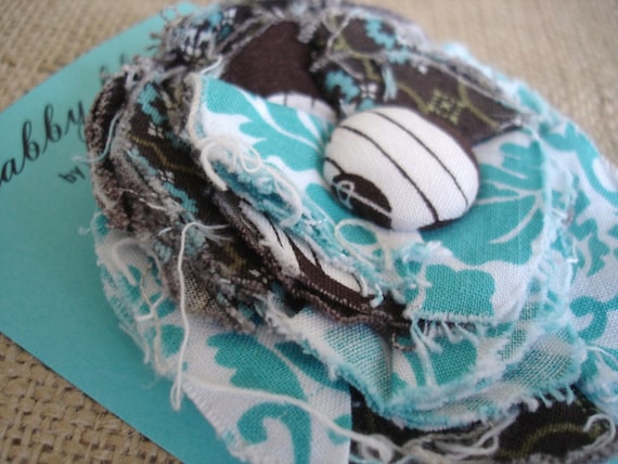 Shabby Blooms-Fabric Flower Accessories by burlap and blue
