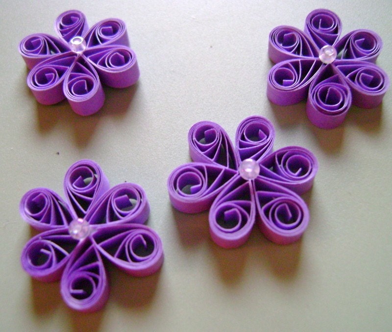 Quilled Purple Flower Embellishments