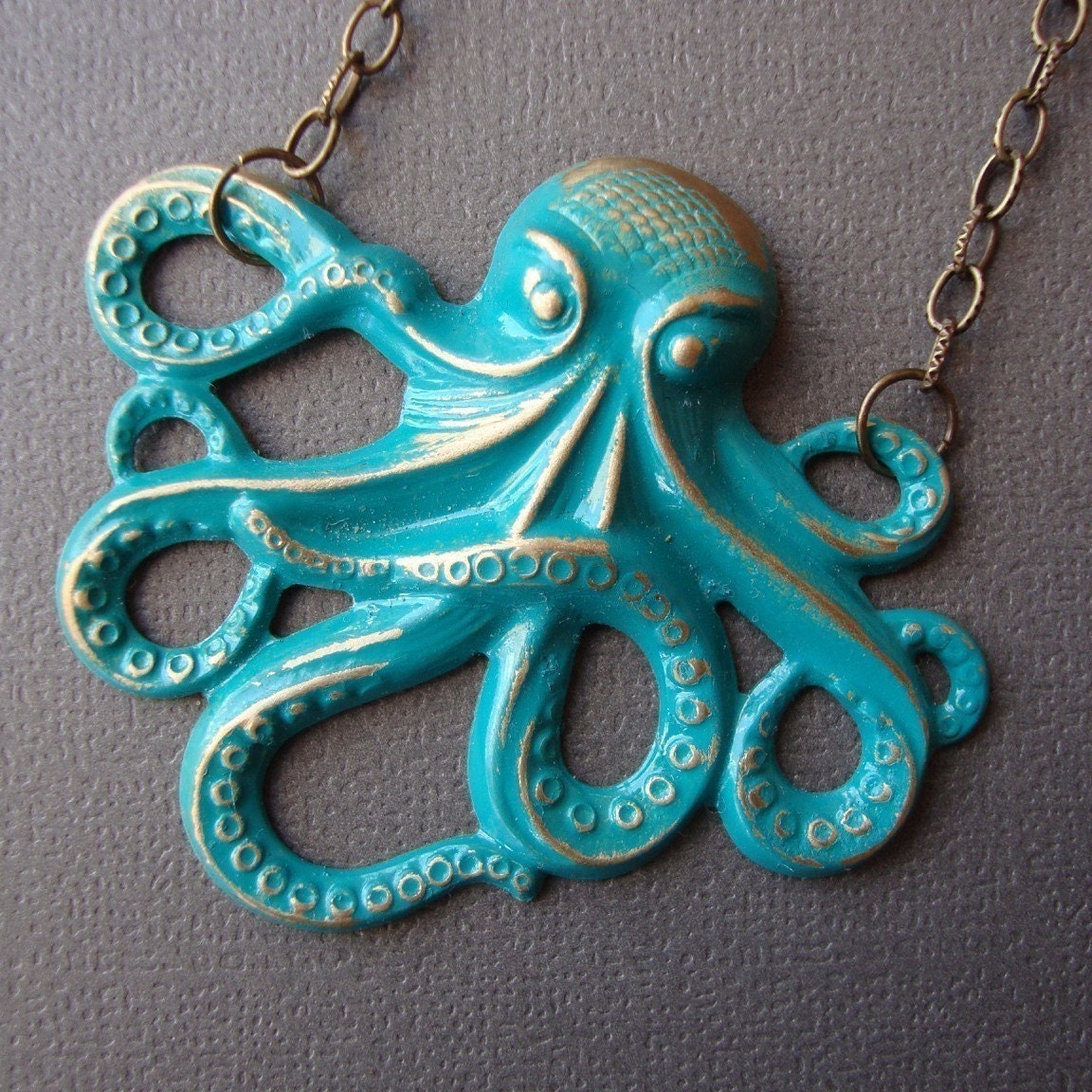 Marine Green Brass Octopus