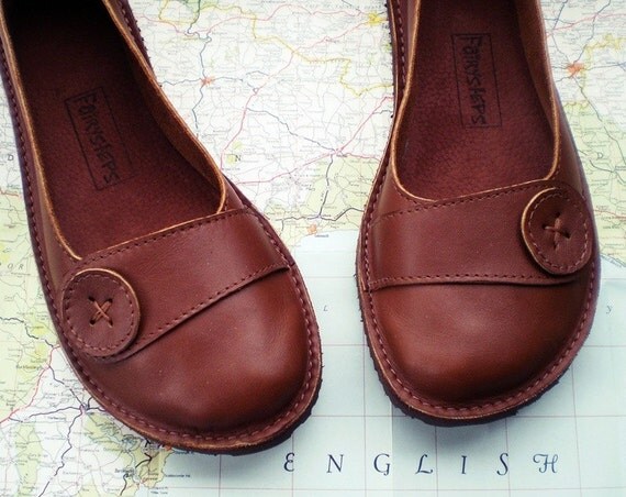 UK 7, Handmade leather shoes, D fitting, Brown, HOMILY 1156