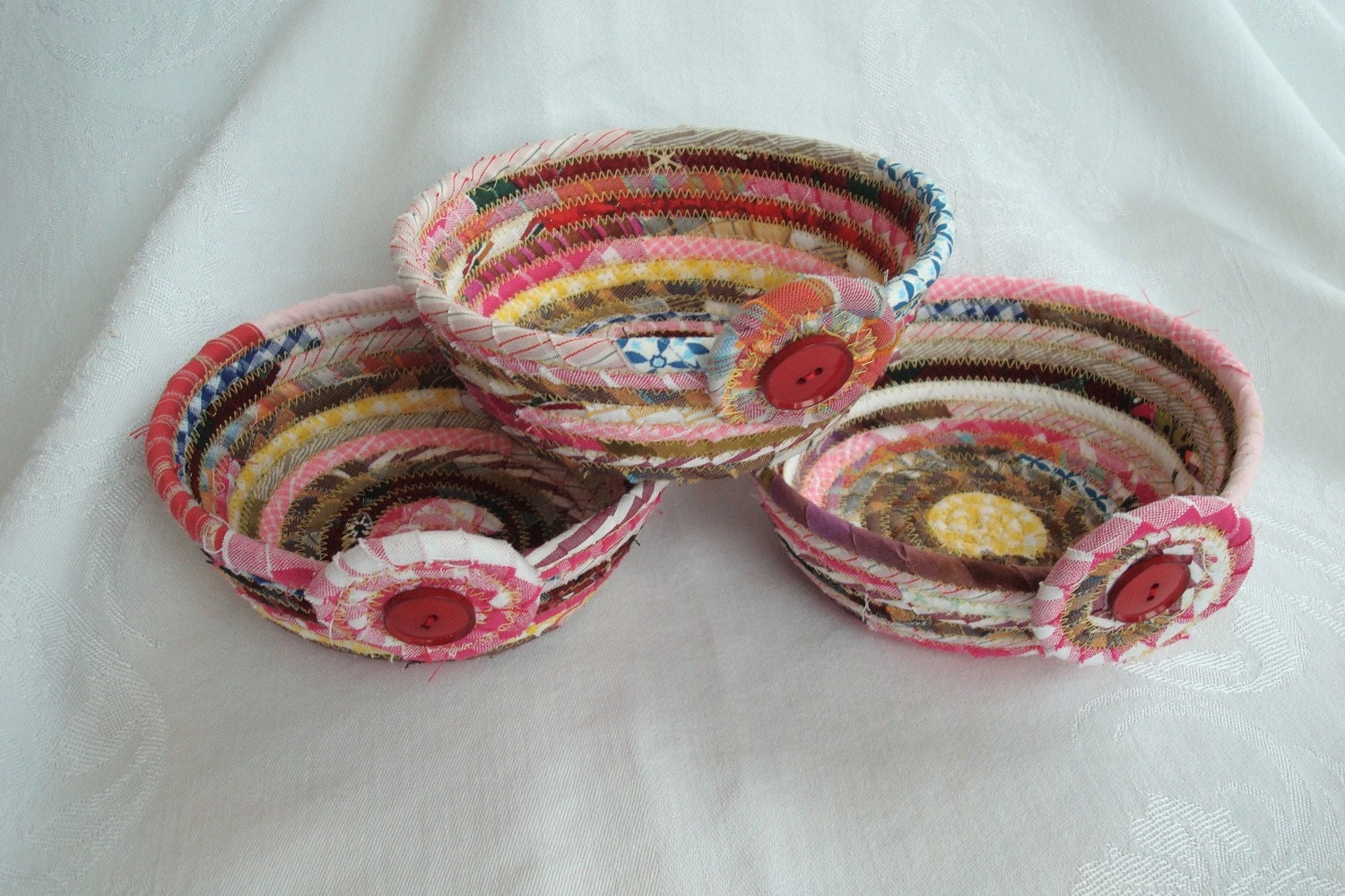 Fabric Basket Set - pinks - browns