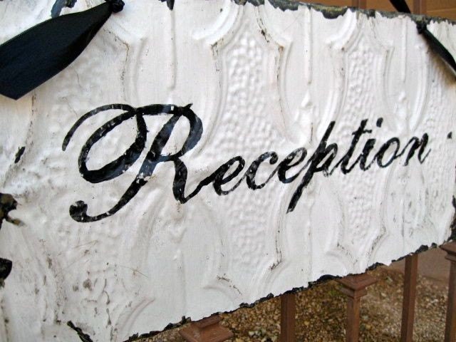 Wedding RECEPTION Sign made with Antique Ceiling Tin Tile