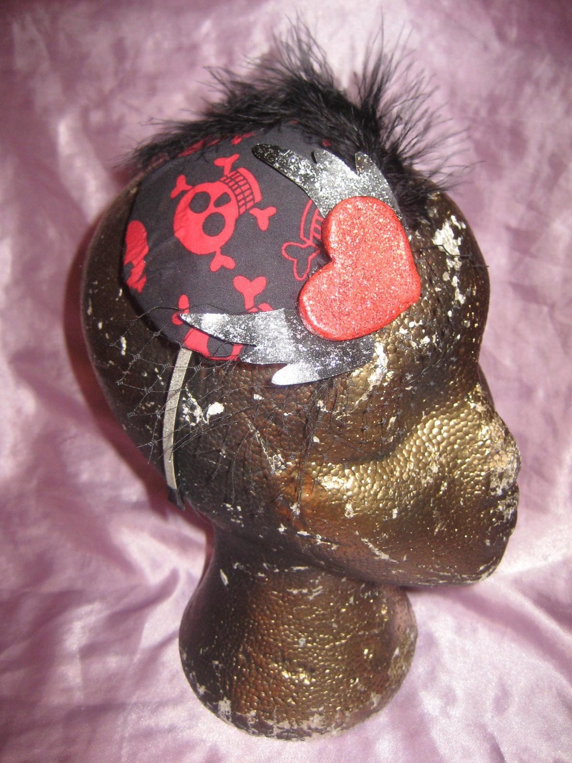 hearts and skull, mad little hatter fascinator