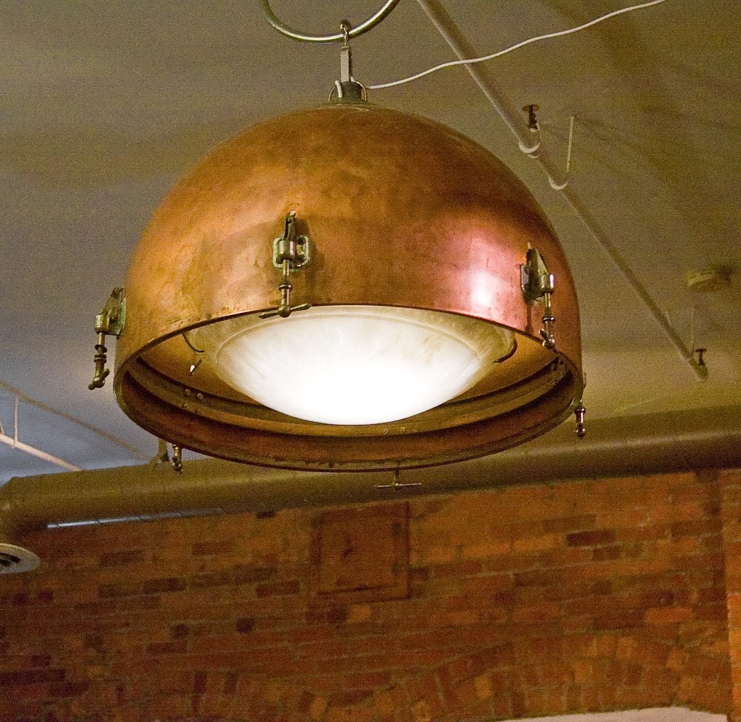 Reserved Listing for Nichole.  Copper Timpani Drum Hanging Lamp