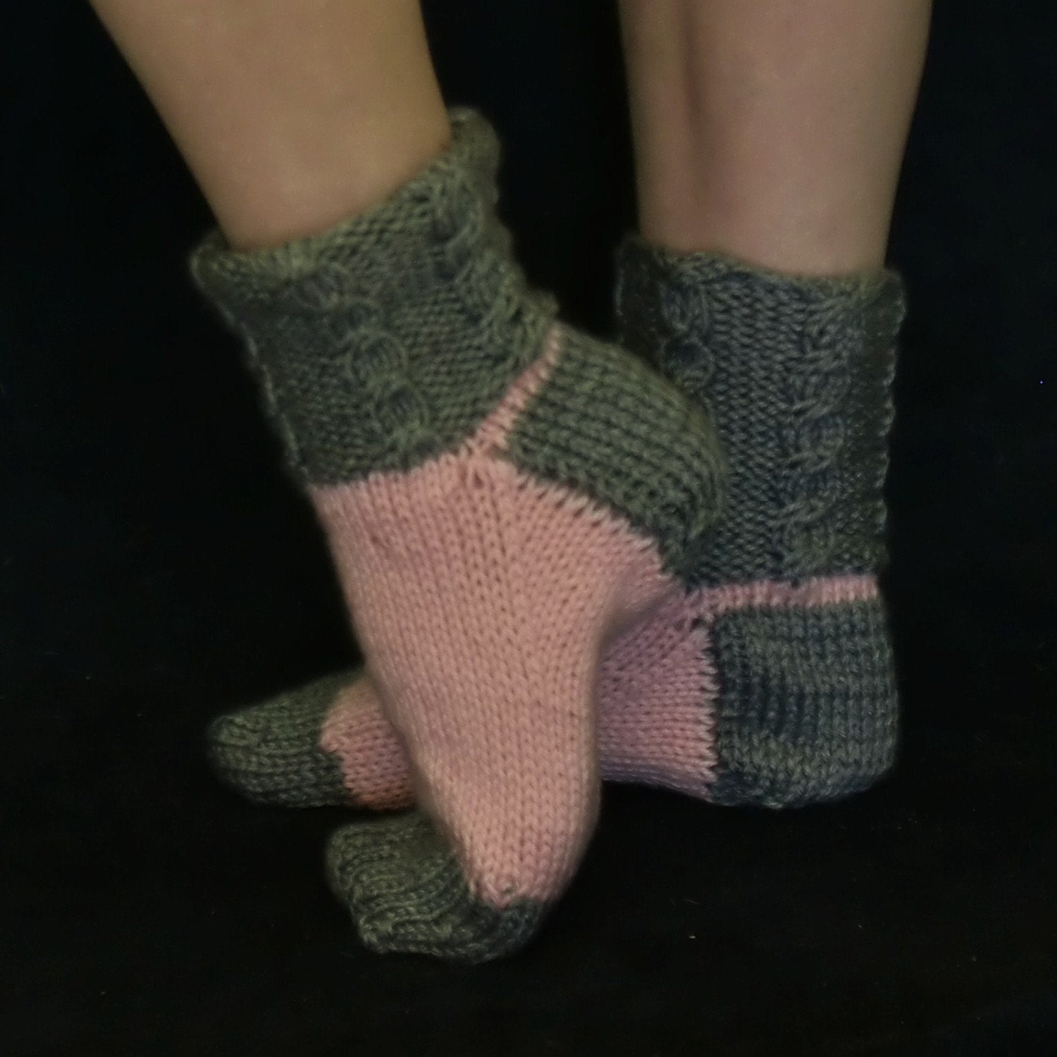 Pink and Grey House Socks