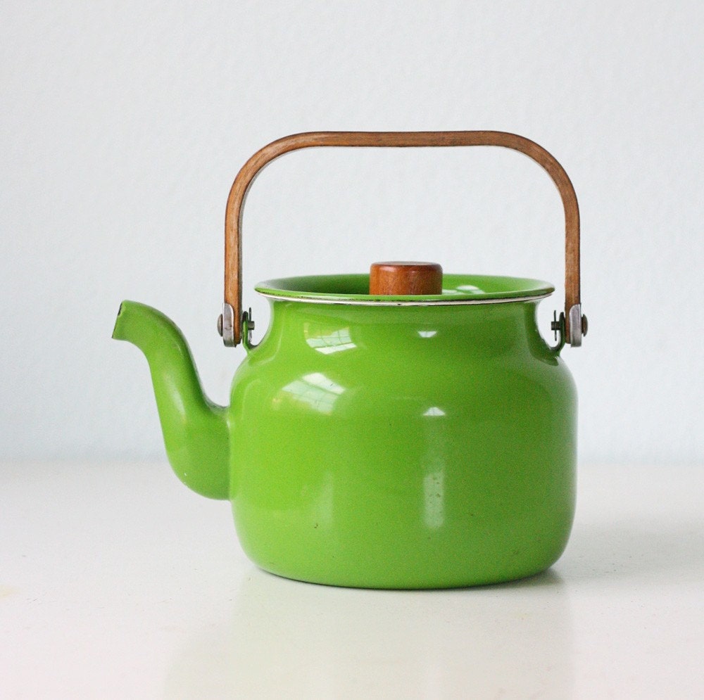 Retro Green Enamel Teapot