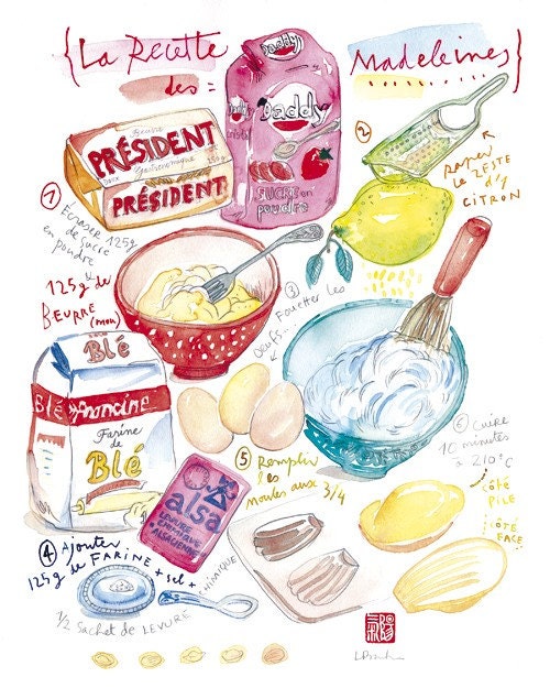 A french cake recipe No 7 - LES MADELEINES - 11 X 14 Limited edition print