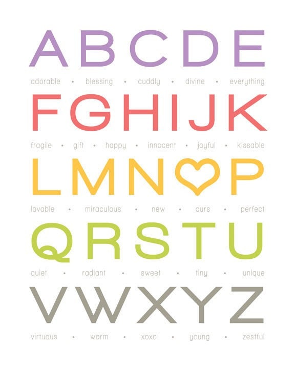 My Alphabet Baby - Girl - 8x10" Print (Customizable)