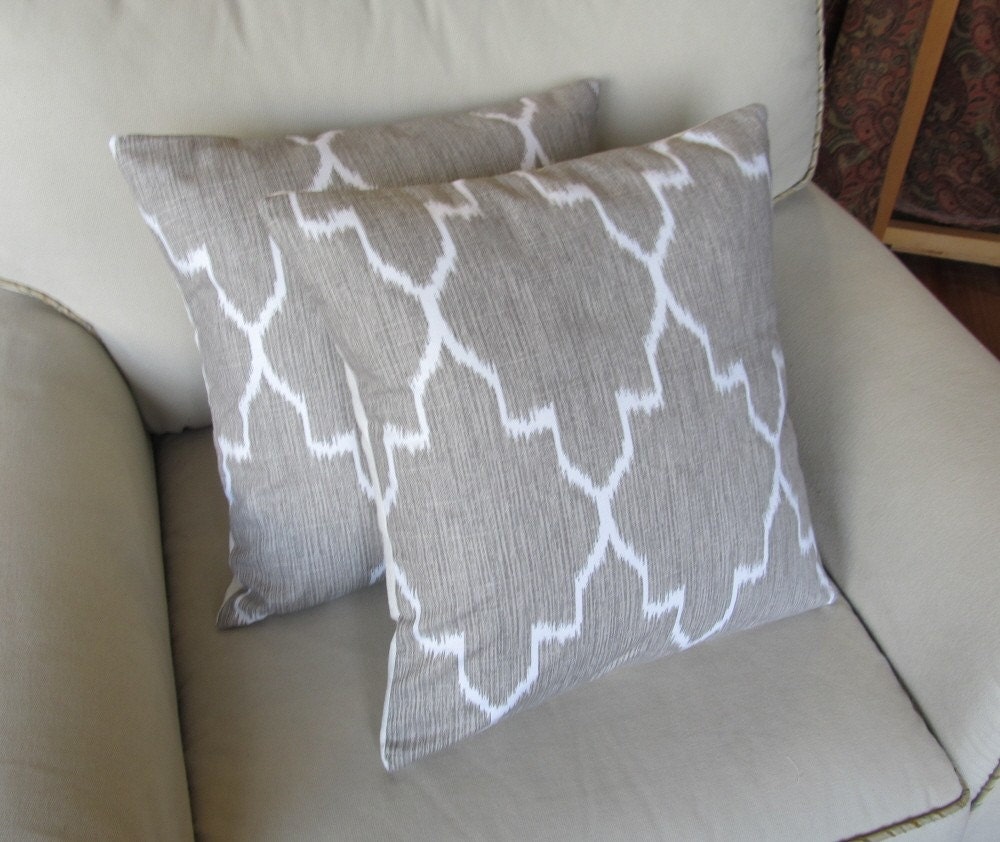 Ikat Line on White two pillow covers 18x18