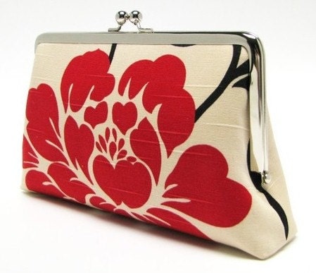 Bridesmaids gifts - 5 pockets, 8 in -  Red  flowers