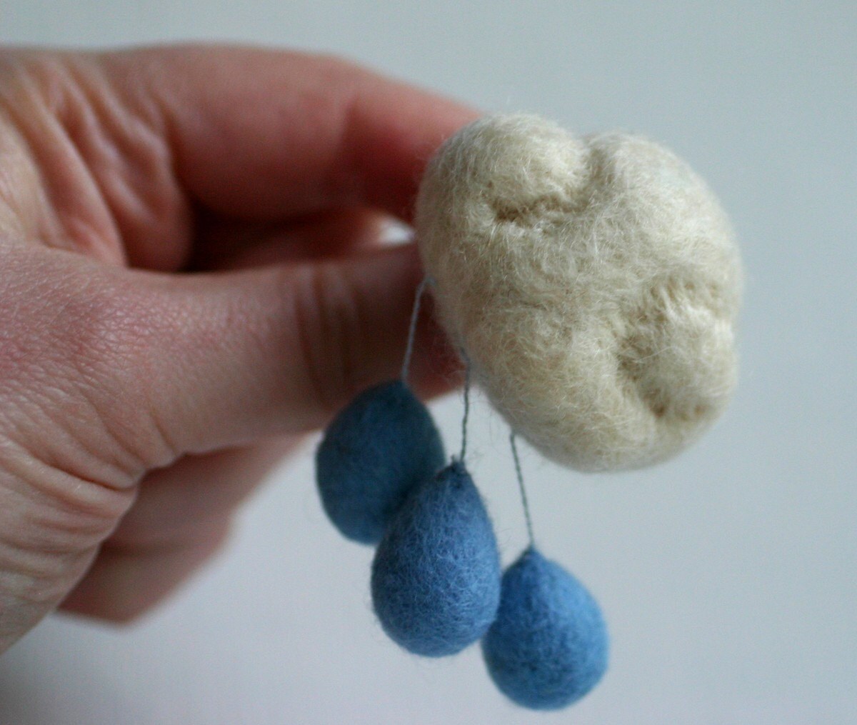 Little white cloud with raindrops brooch - April Showers