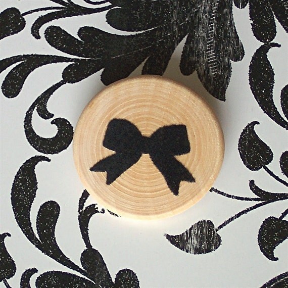 Flocked Wooden Bow Pin