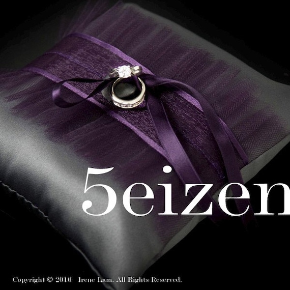 Tuxii Series II- Purple and Dark Gray Wedding Ring Pillow