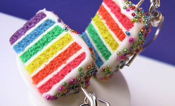Rainbow Birthday Cake Earrings (Bejeweled Palette)