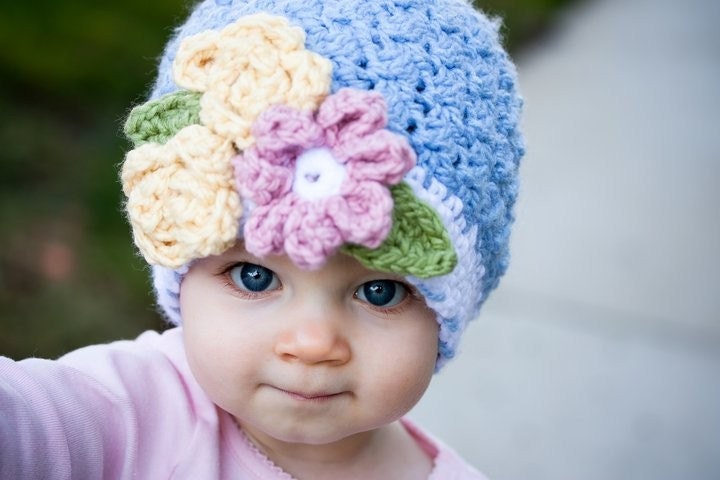 CROCHET PATTERN Bouquet Beanie (Includes 5 Sizes: Newborn to Ladies) Permission to sell all finished items