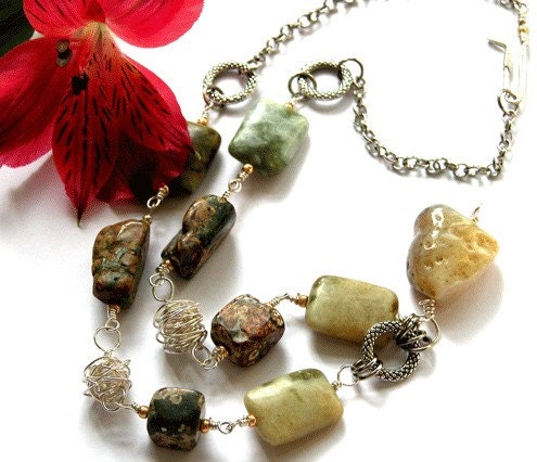 Chunky Jade, Jasper  & Agate Necklace
