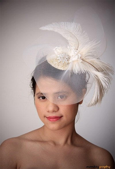 Wedding Fascinators on Amante   Vintage Inspired Bridal Hat Headdress Wedding Fascinator