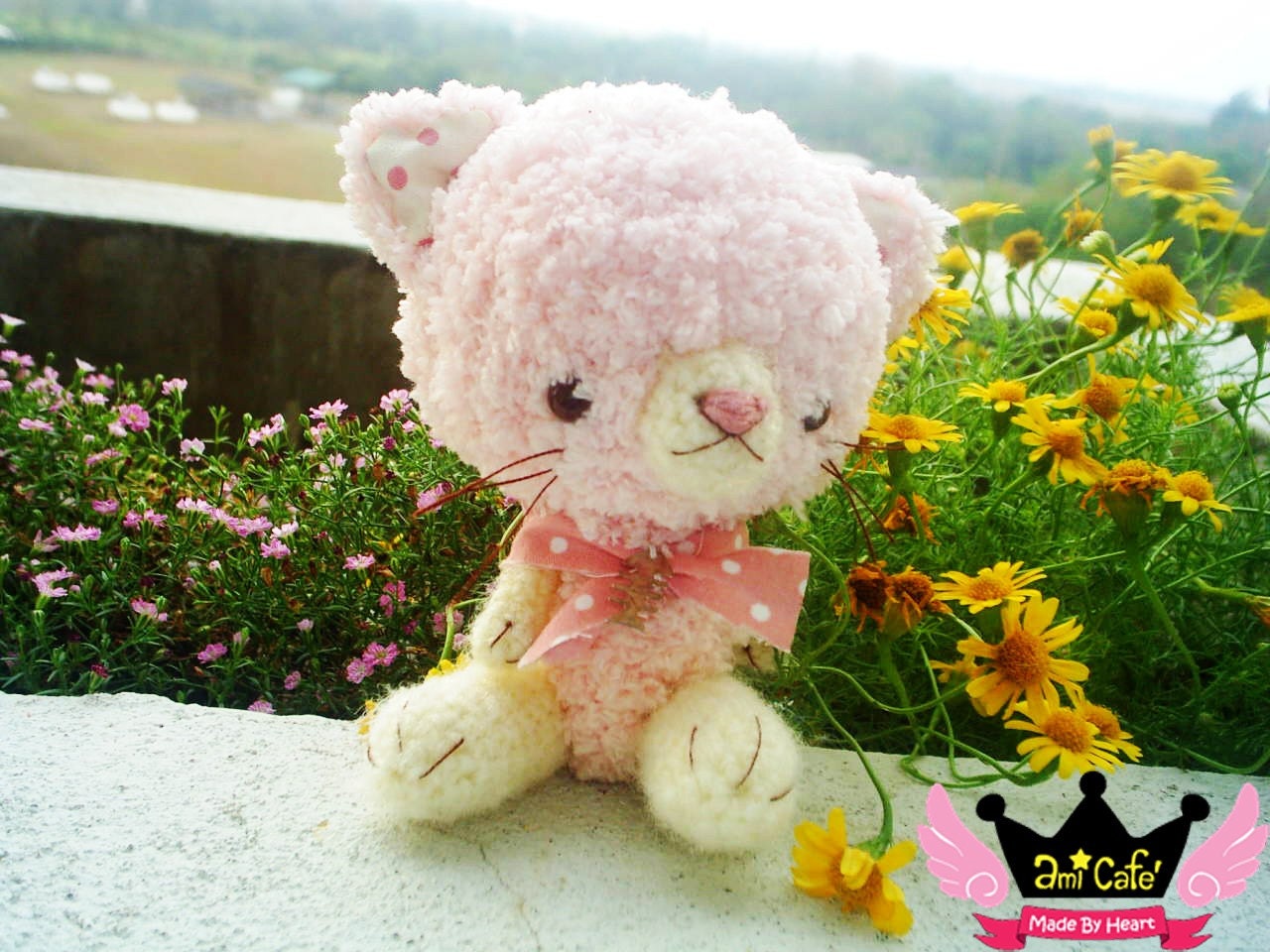 Pixie - Cotton Candy Amigurumi Kitty by Ami Cafe' - READY TO SHIP