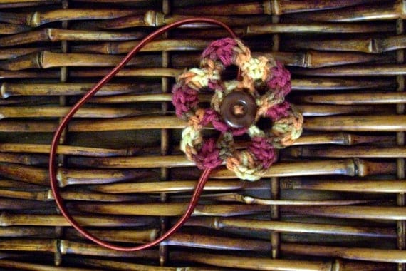Stretchy Headband with Variegated  Flower