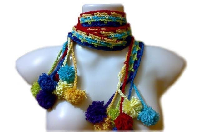 Easy Crochet PDF PATTERN - Rainbow Hippie Chick Scarf / Headband / Belt