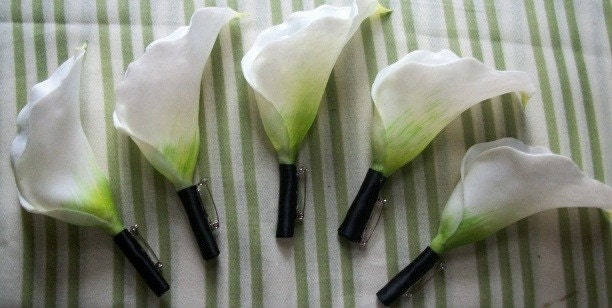 10 Pc. Fresh Look Petite White Calla Lily Bouquet Set With Black Ribbon