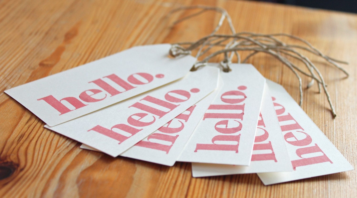 Hand Stamped Gift tags - Hello , Any Occasion