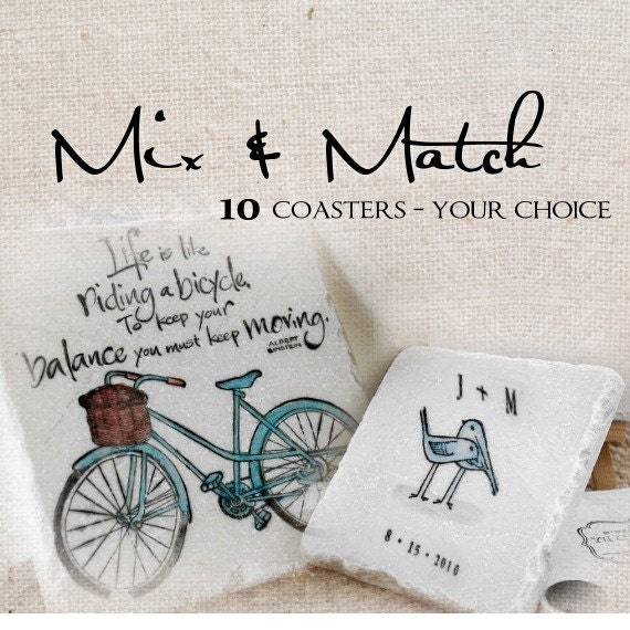 Mix and Match 10  Tile Coasters of Your Choice, Great Hostess Gifts