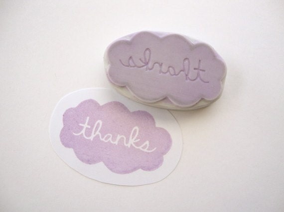 Thanks Cloud Hand Carved Rubber Stamp