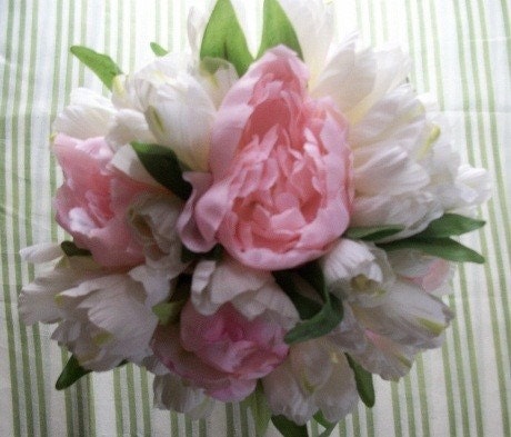 6 Pc. Pink Peony and White Tulip Bouquet Set