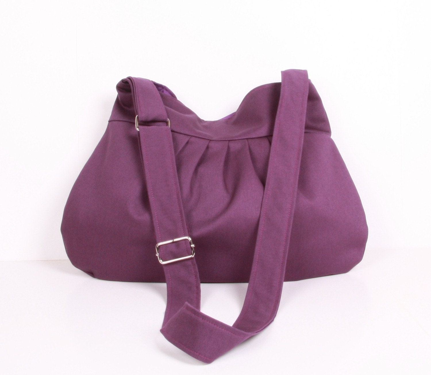 Everyday bag , Shoulder Bag, Adjustable strap, Purple Cotton and Purple lining