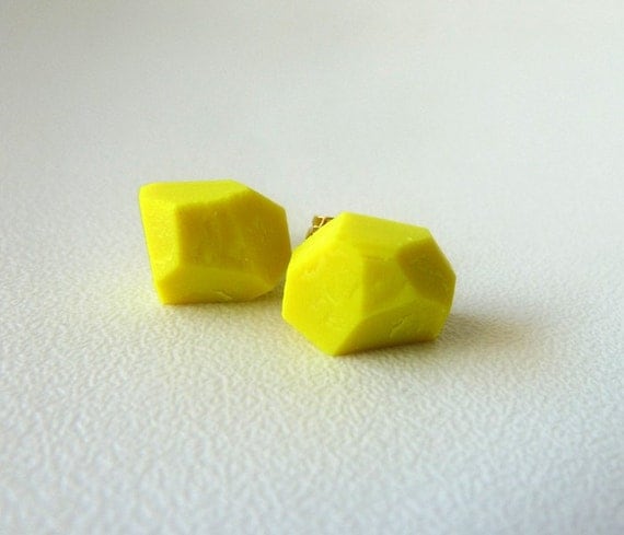 neon yellow geo earrings