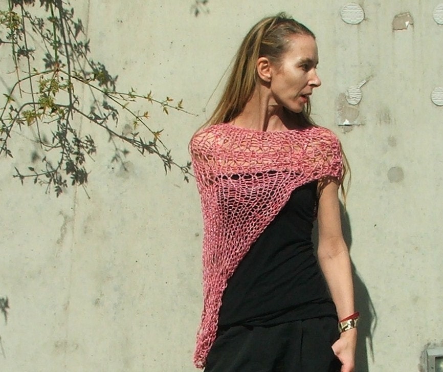 summer pink Loose weave cotton shrug Ooak in this shade
