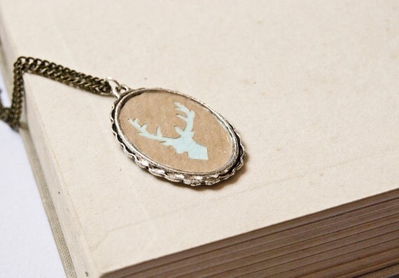 Stag silhouette necklace - handcut