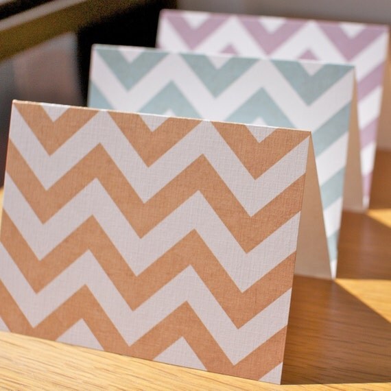 Grungy Chevron Striped Folded Note Cards