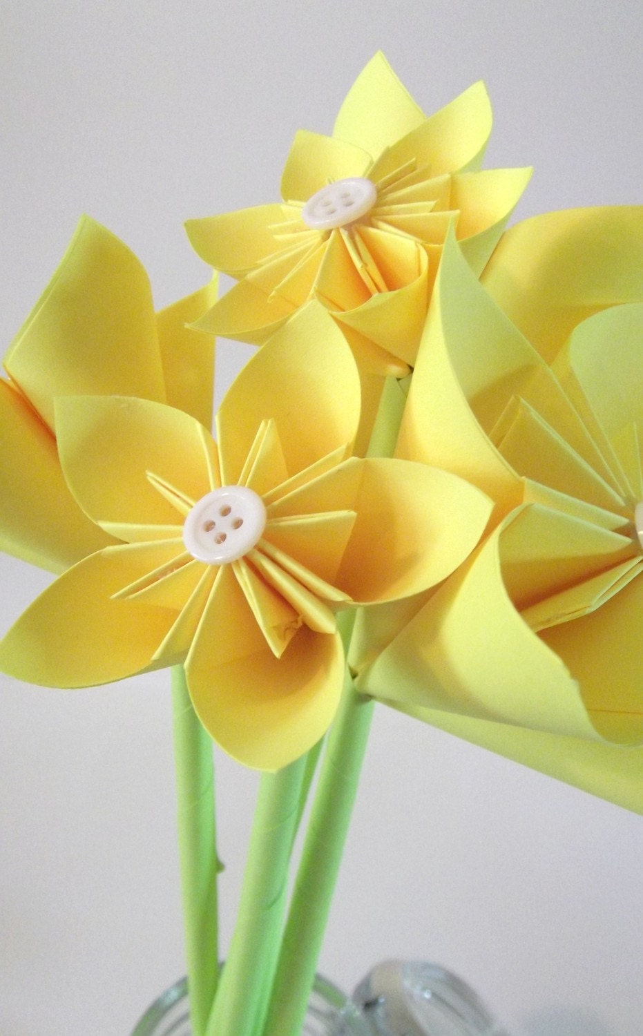 Bright Yellow Paper Flower Assortment- origami, handmade, wedding, decoration, home decor