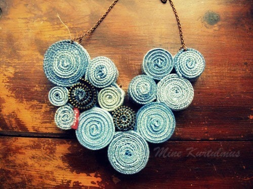 Recycled Levis Jean Bib Necklace No2