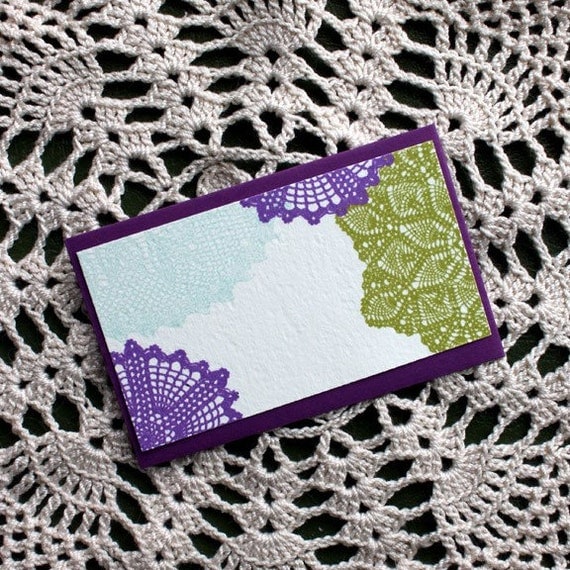 Doily Enclosure Cards-Set of Five-Beet PurpleEnvelopes