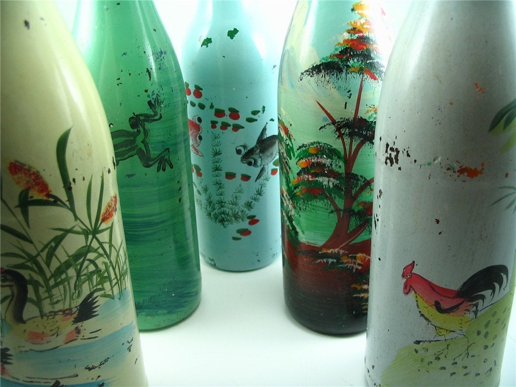 Hand Painted FROG Bottle Vase