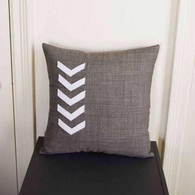 Gray and White Chevron Arrow Pillow