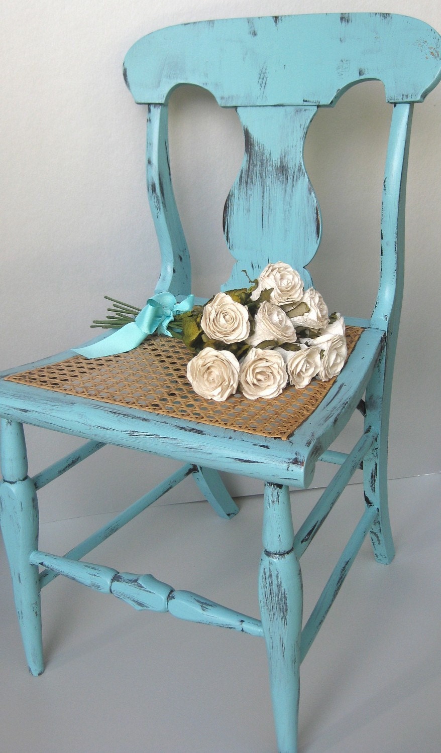 Perfect Shabby Blue Cane Chair