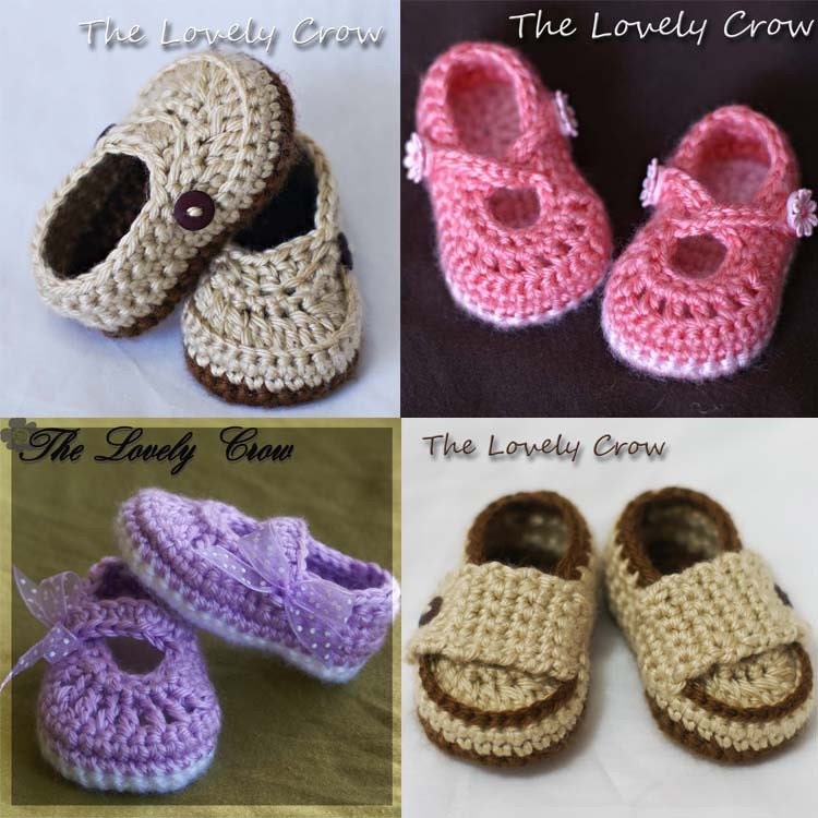 PDF Crochet Pattern Package.  All four booties.  Ribbon Maryjanes, Teaparty Maryjanes, Little Mister Loafers, Little Prince Loafers.