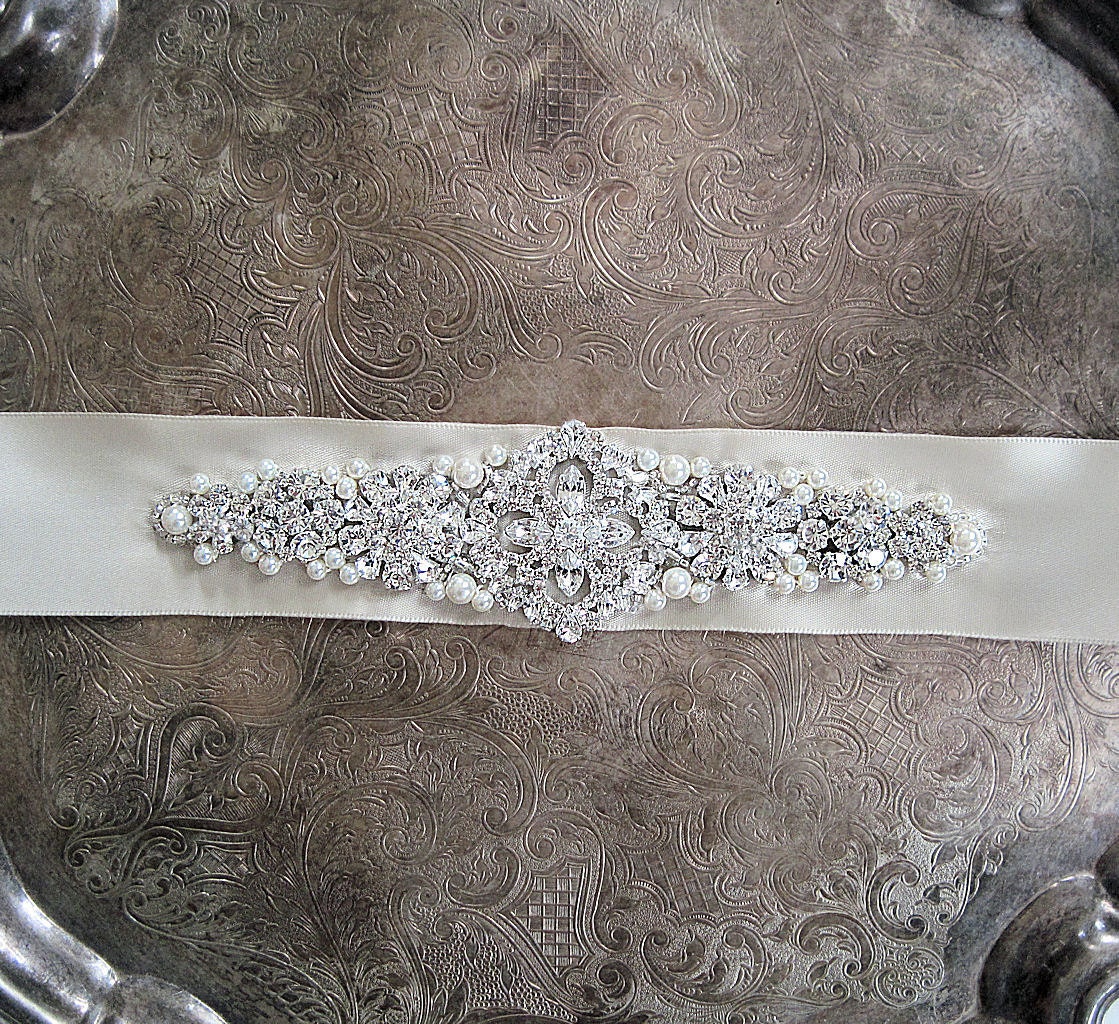 Lovely rhinestone and pearl bridal sash