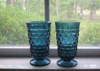 Blue Indiana Glass Whitehall Tumblers Pattern No 521